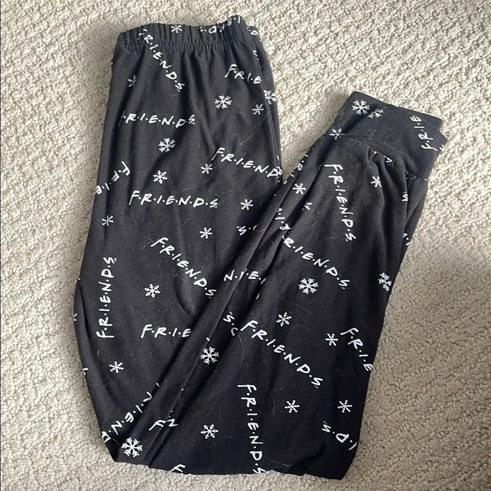 Friends TV Show Kids Leggings Size 8 Black White Central Perk Loungewear